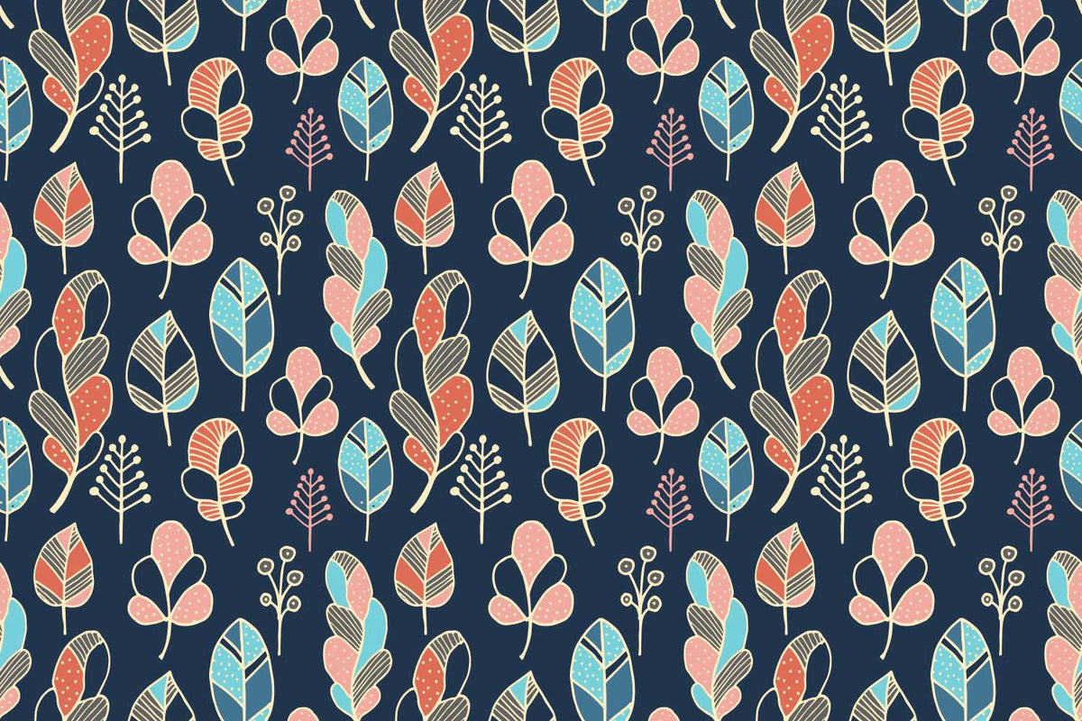 Abstract Leaves Pattern Wallpaper Mural - Mural Wonder