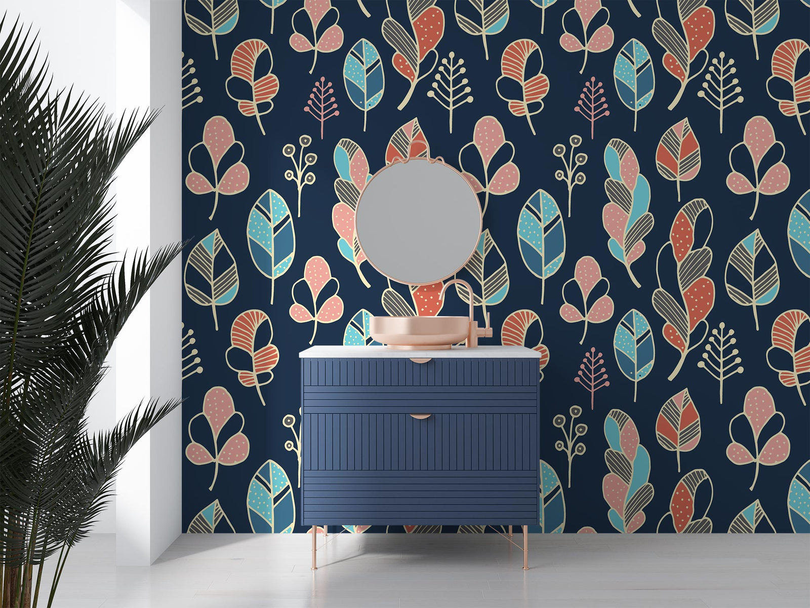 Abstract Leaves Pattern Wallpaper Mural - Mural Wonder