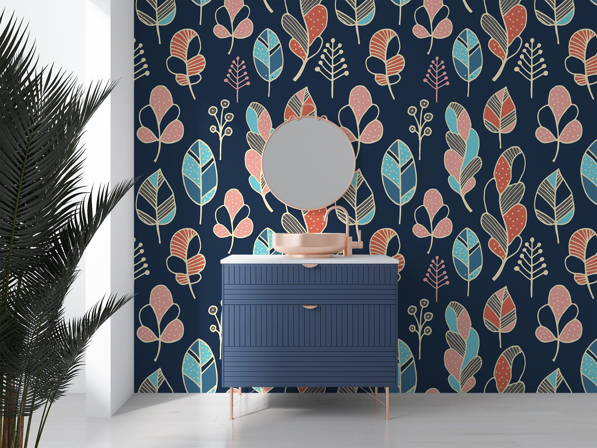 Abstract Leaves Pattern Wallpaper Mural - Mural Wonder