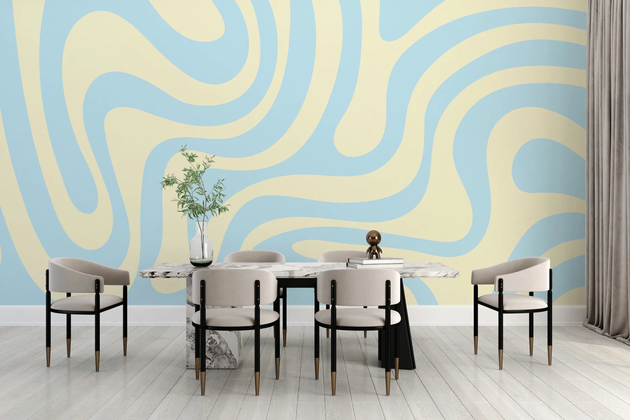 Abstract Waves Wall Mural - Mural Wonder
