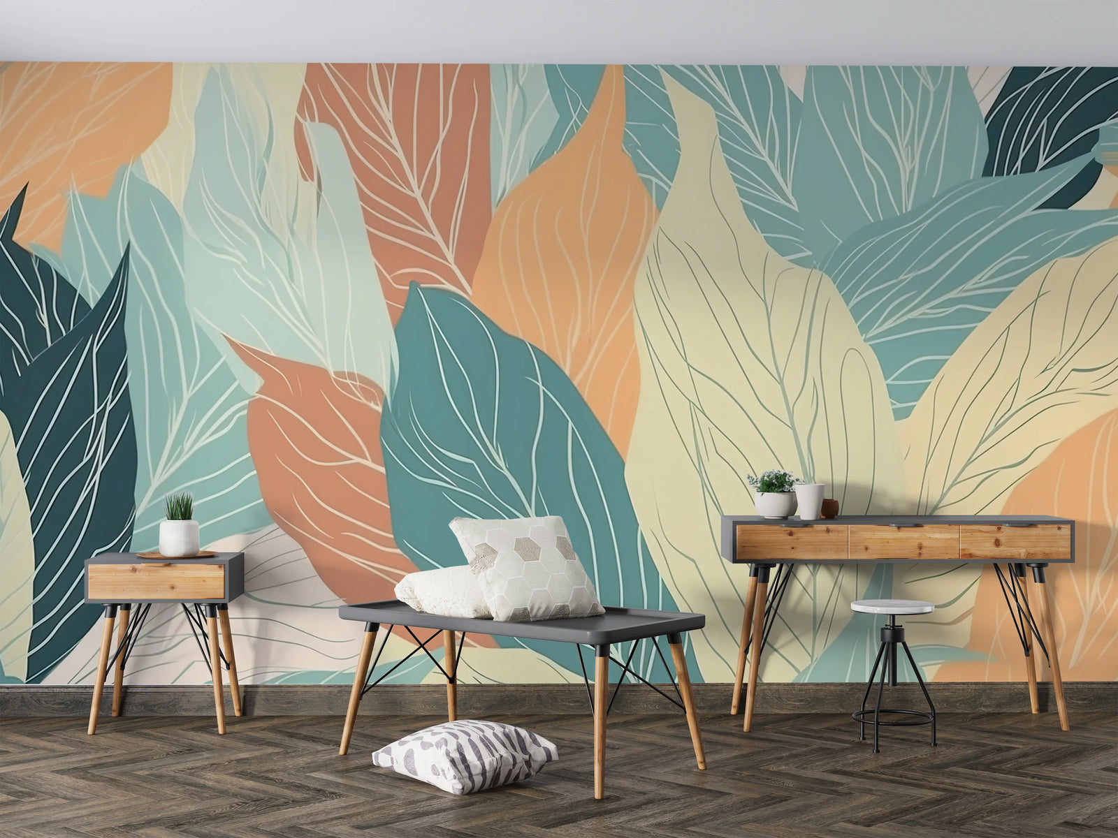 Colourful Leaves Wall Mural image 0