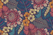 Leaves and flowers wall mural image 1