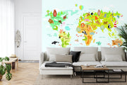 World map of animals wall mural image 2