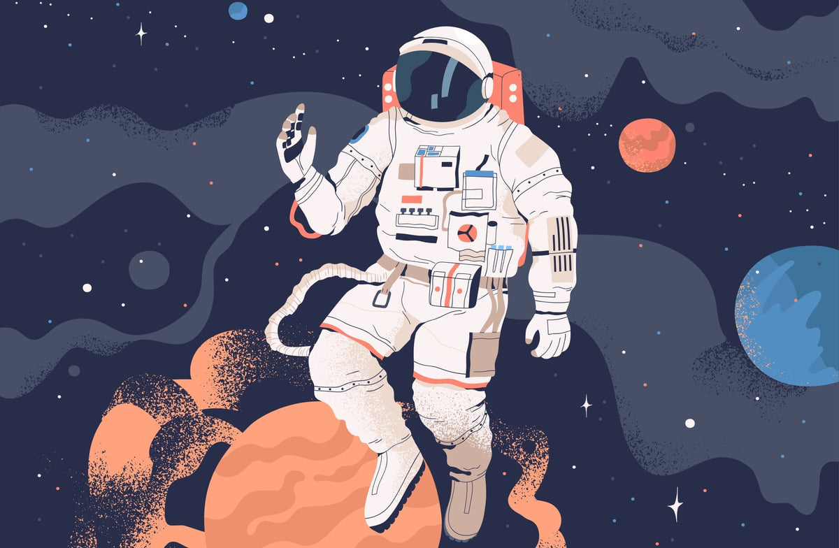 Astronaut in space wall mural - Mural Wonder