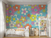 Retro Flower Pattern Wallpaper Mural image 0