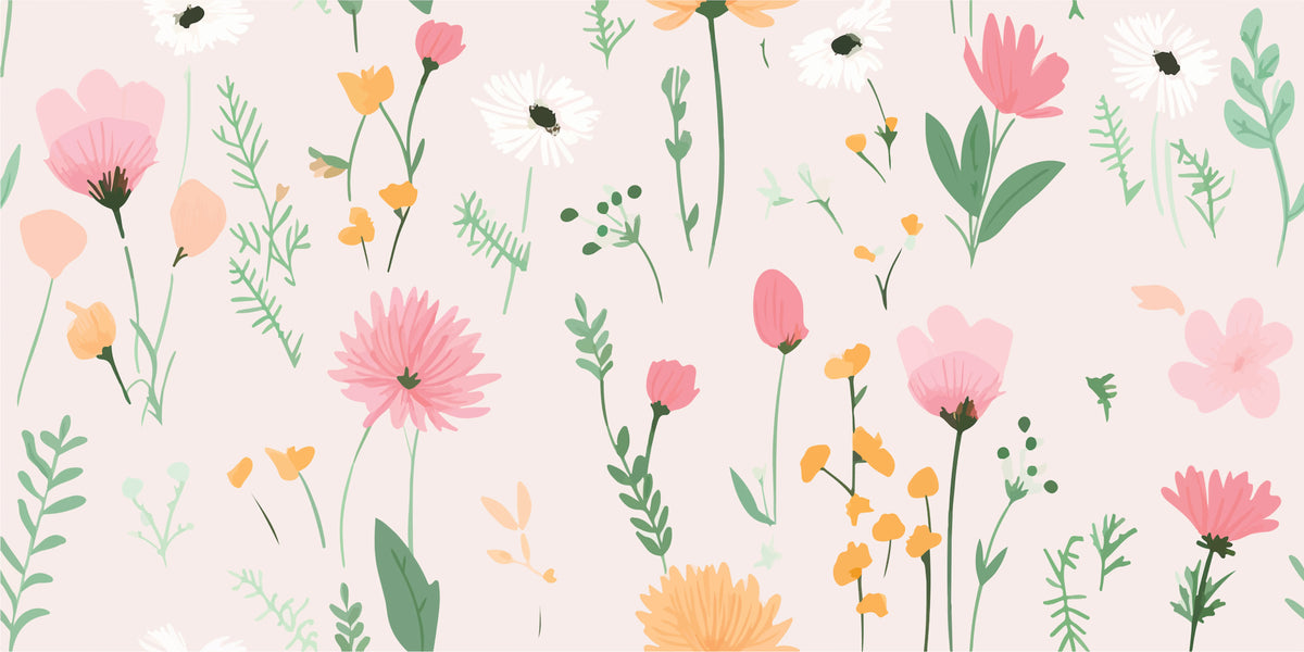 Colourful Flowers Wall Mural image 1