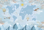 Blue World Map Wallpaper Mural