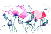 Watercolour poppies wall mural image 1