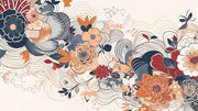Oriental Flower Pattern Wallpaper Mural image 1