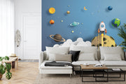 Papercut rocket in space wall mural image 1