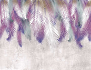 Modern Tropical Palm Leaf Wall Mural – Ombre Gradient Botanical Wallpaper with Cascading Palm Fronds in Purple, Green, and White Over a Textured Background.