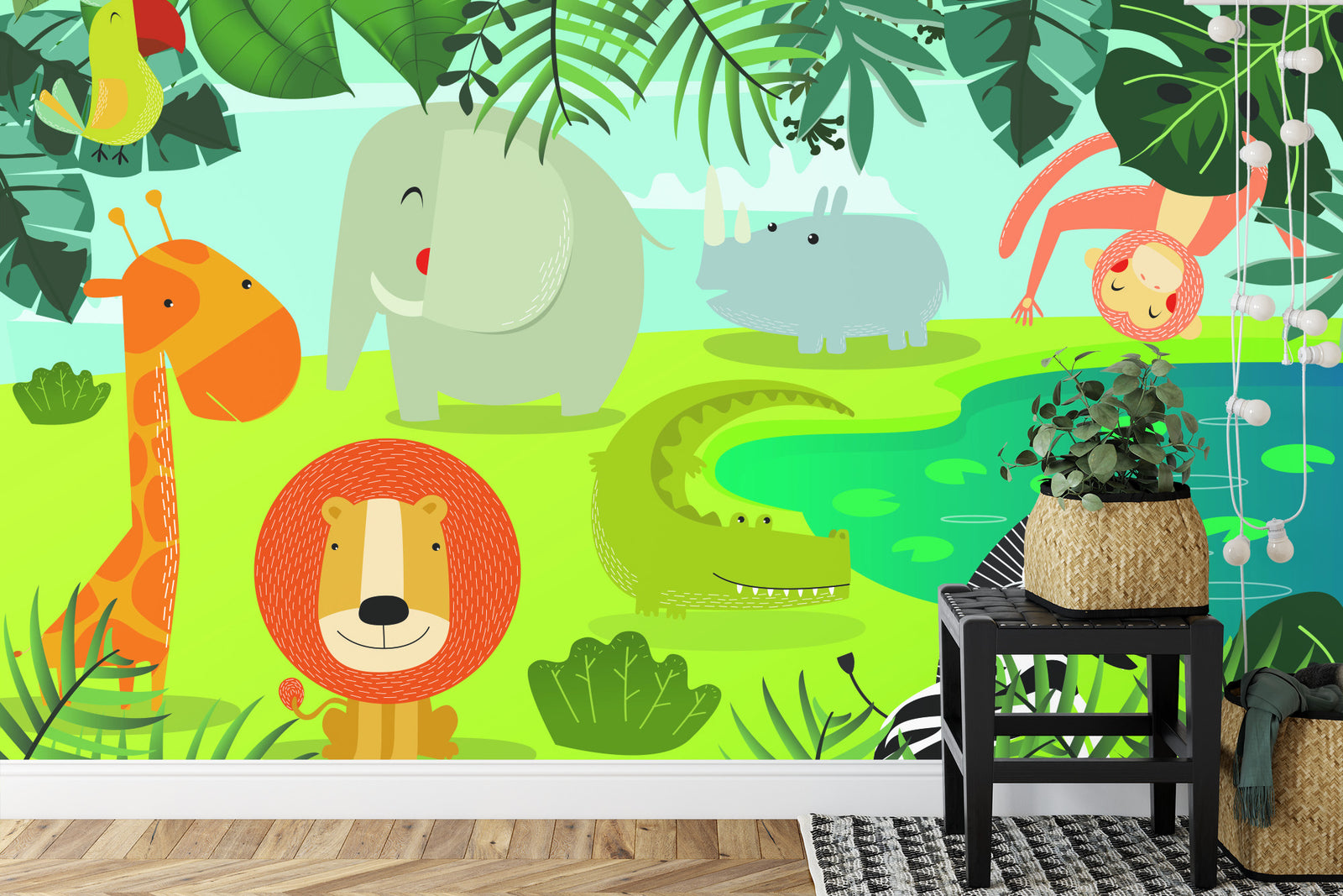 Jungle Animals Wallpaper Mural image 0