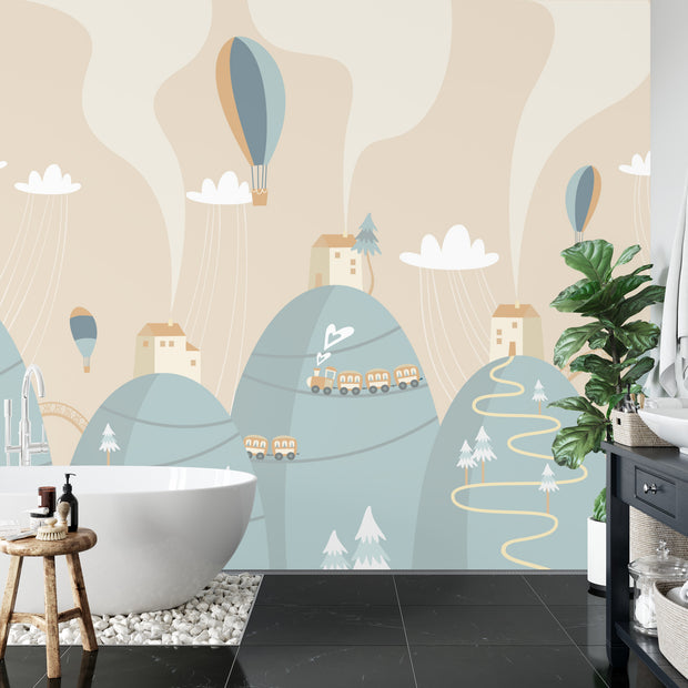 Sleepy Village Wall Mural image 1