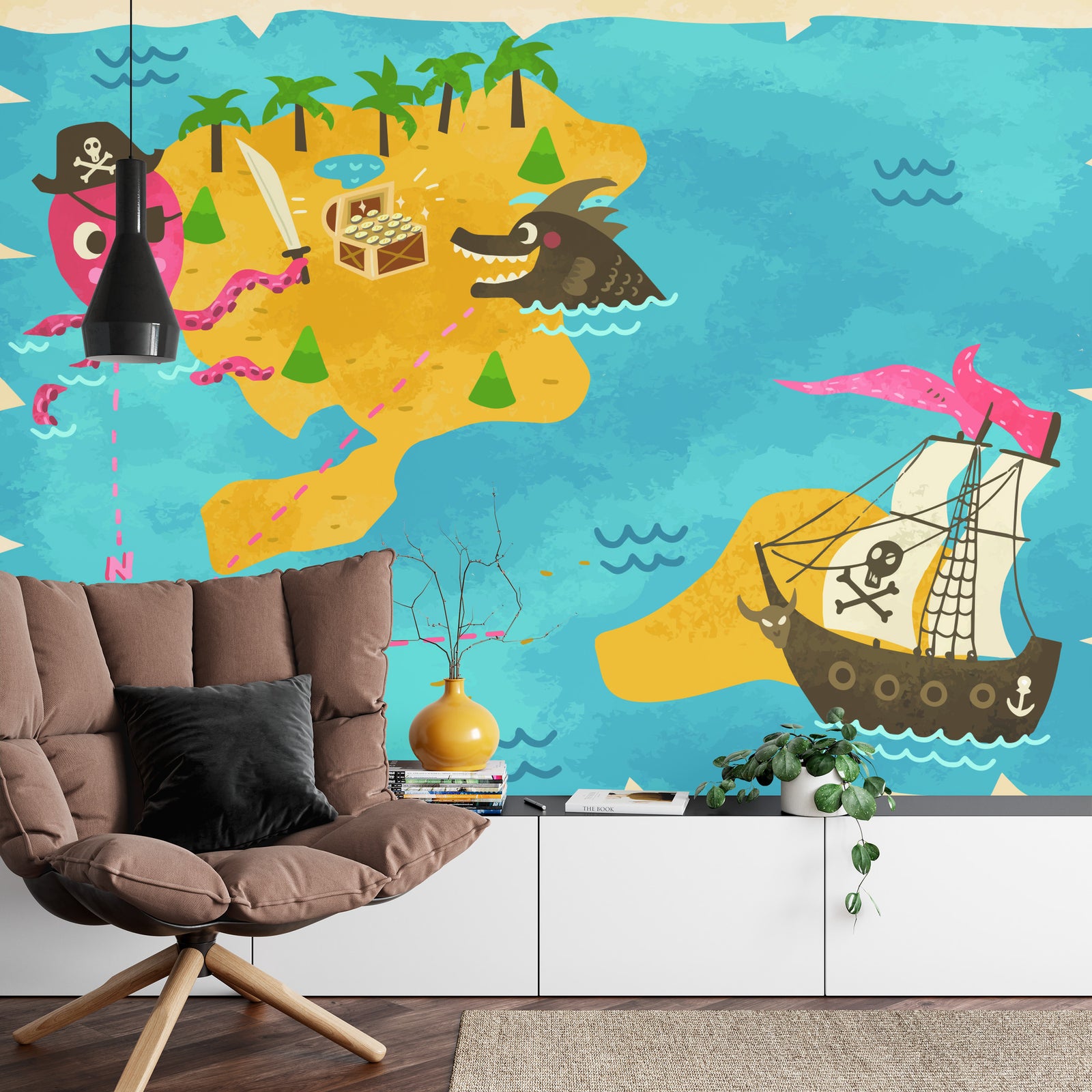 Cartoon treasure map wall mural image 0