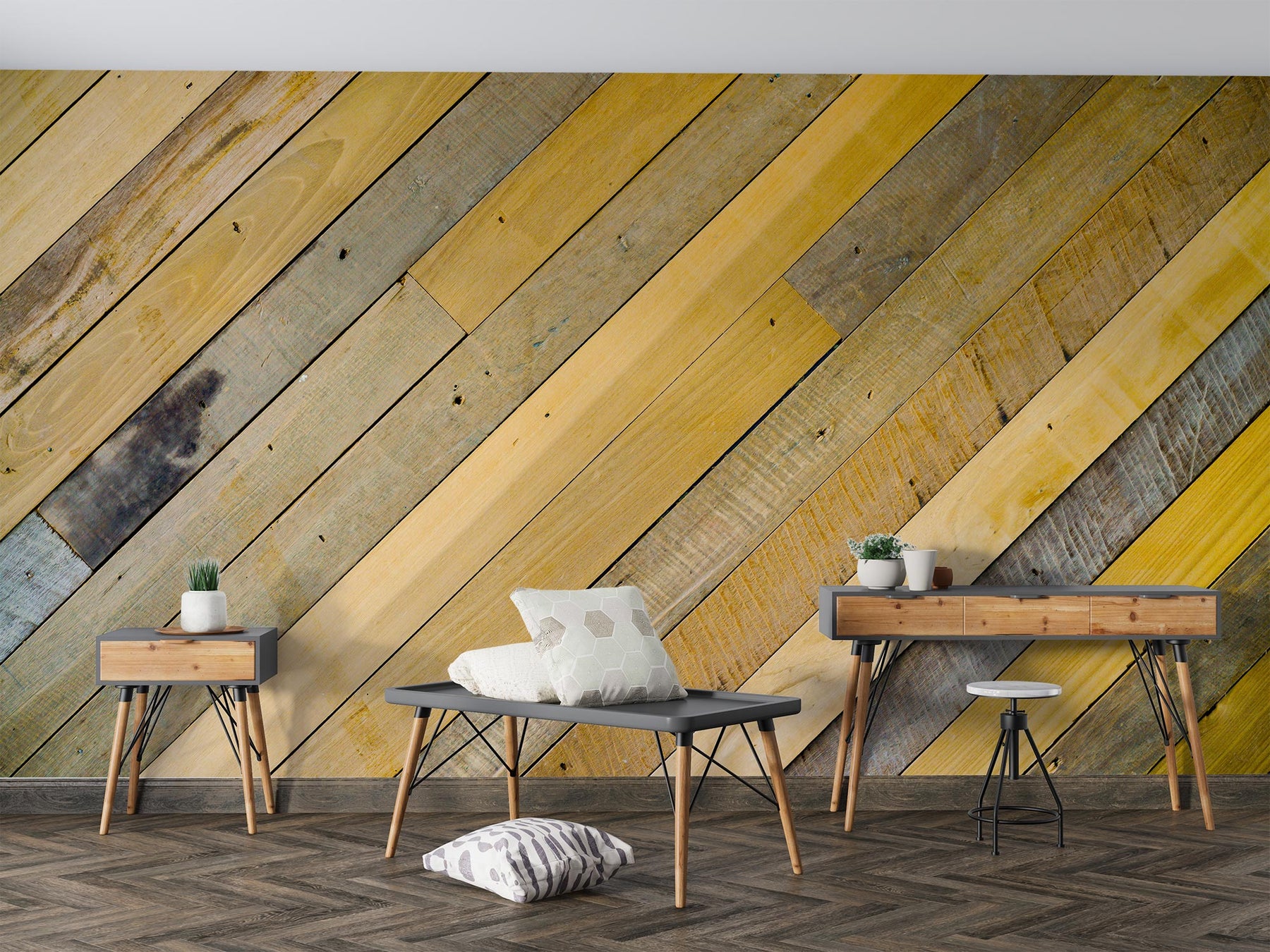 Diagonal Wood Photo Wallpaper image 0