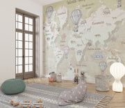 Vintage world map wall mural