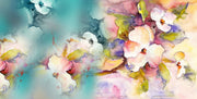 Watercolor blossom wall mural featuring hand-painted flowers in soft pastel and vibrant hues, creating a dreamy and elegant home décor statement.