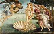 The Birth of Venus wall mural features Botticelli’s iconic Renaissance painting with vivid colors and classical figures.