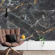Black and gold marble wall mural - Mural Wonder