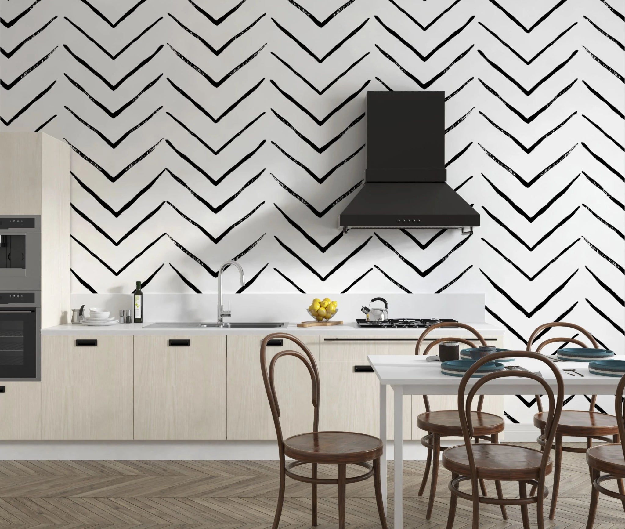 Black and White Geometric Pattern Wall Mural - Mural Wonder