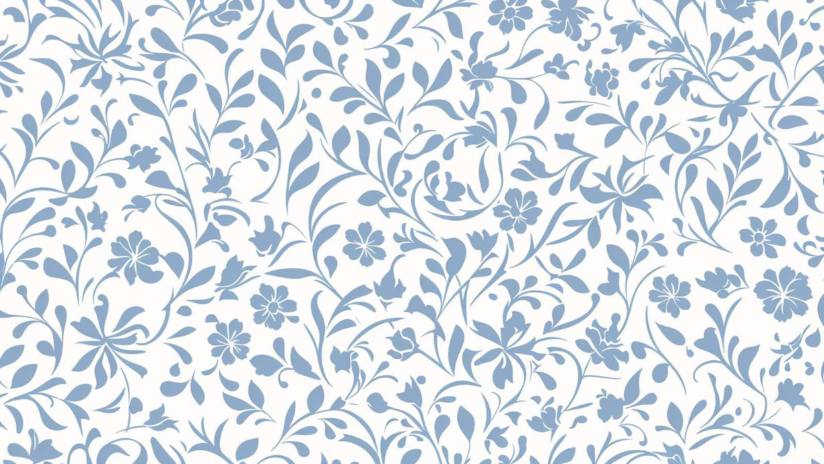 Blue Floral Pattern Mural Wallpaper - Mural Wonder