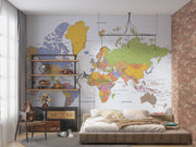 Political world map wall mural