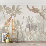 Vintage Jungle Animals Mural Wallpaper image 0
