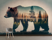 Double Exposure Bear Wallpaper Mural image 2