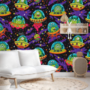 Colourful aliens wall mural image 2