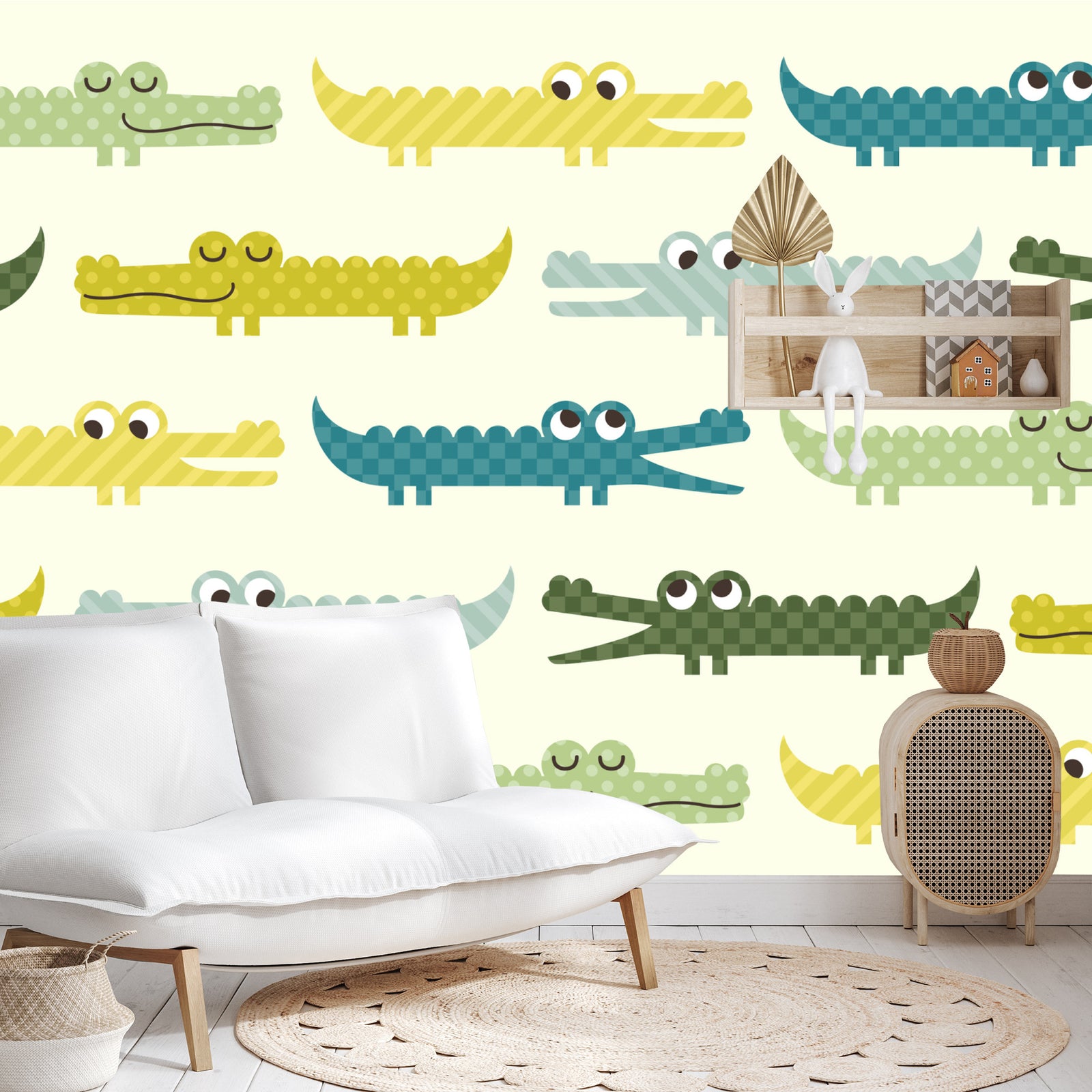 Colourful alligators wall mural image 0