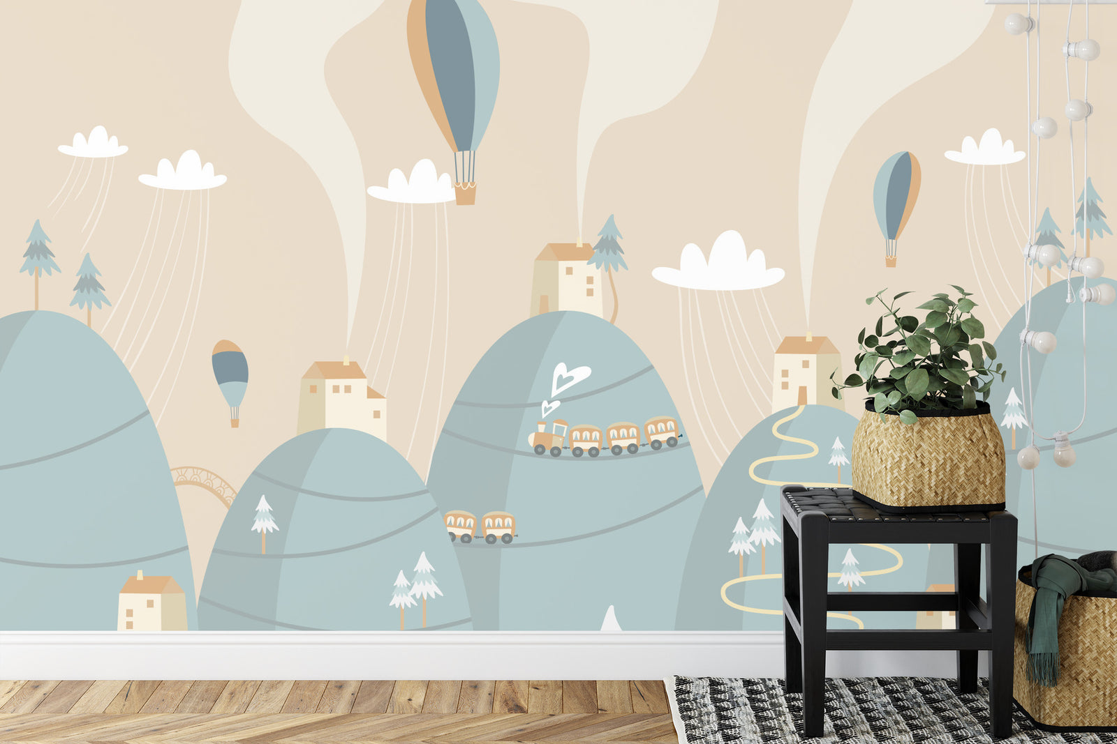 Sleepy Village Wall Mural image 0