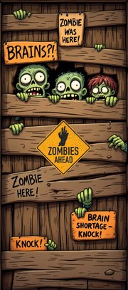 Cartoon Zombie Door Mural