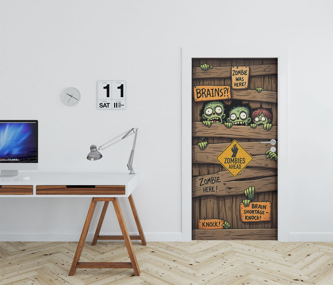 Cartoon Zombie Door Mural