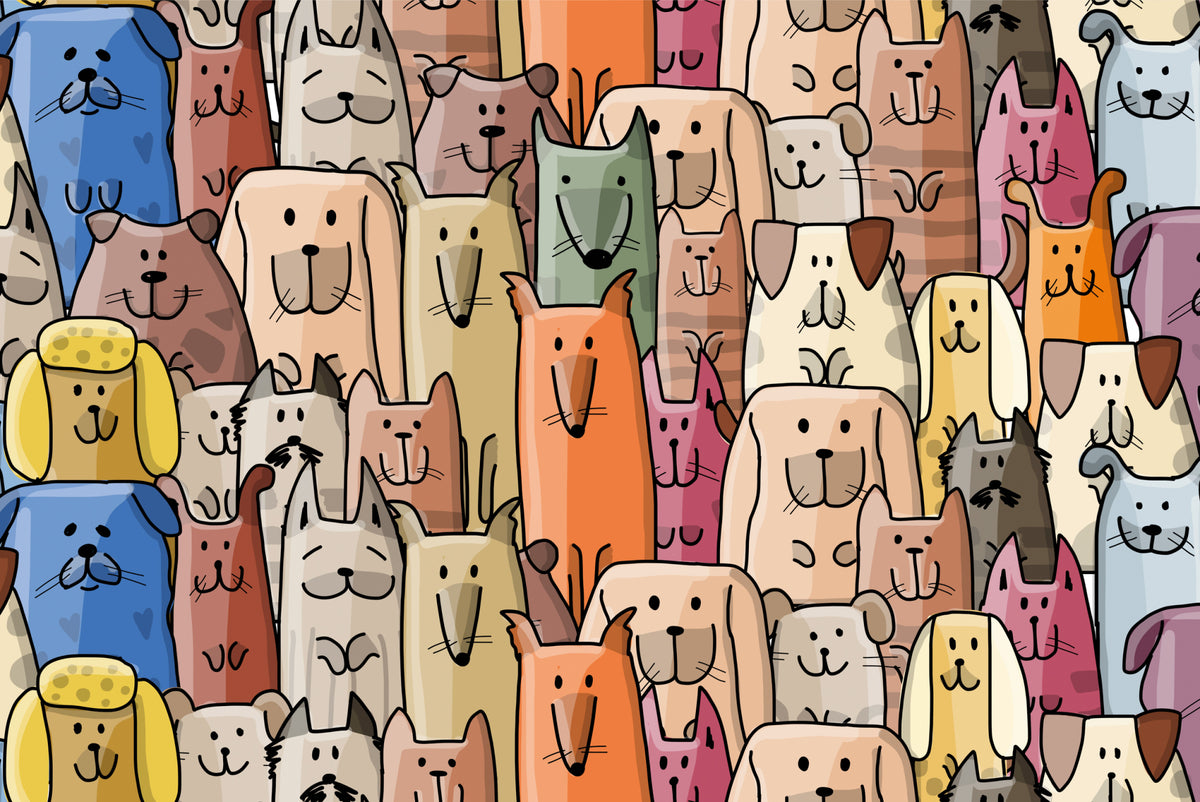 Cartoon Dogs Wall Mural image 1