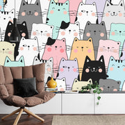 Colourful cat wall mural image 0
