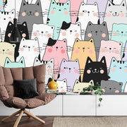 Colourful cat wall mural image 0