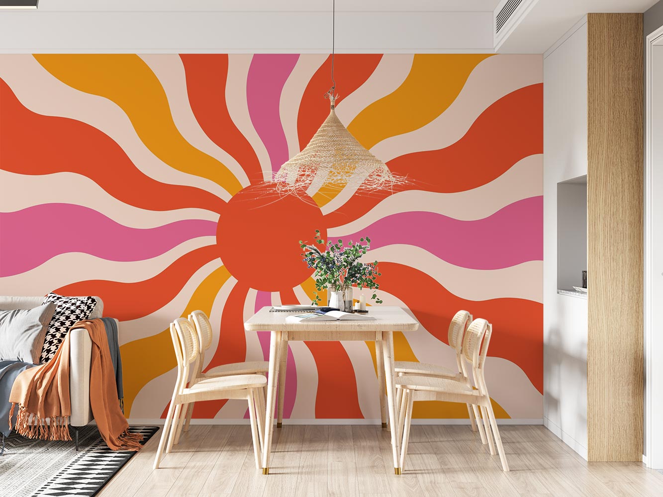 Retro Sunburst Wallpaper Mural image 0