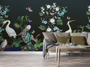 Heron And Peacock Wallpaper Mural image 2