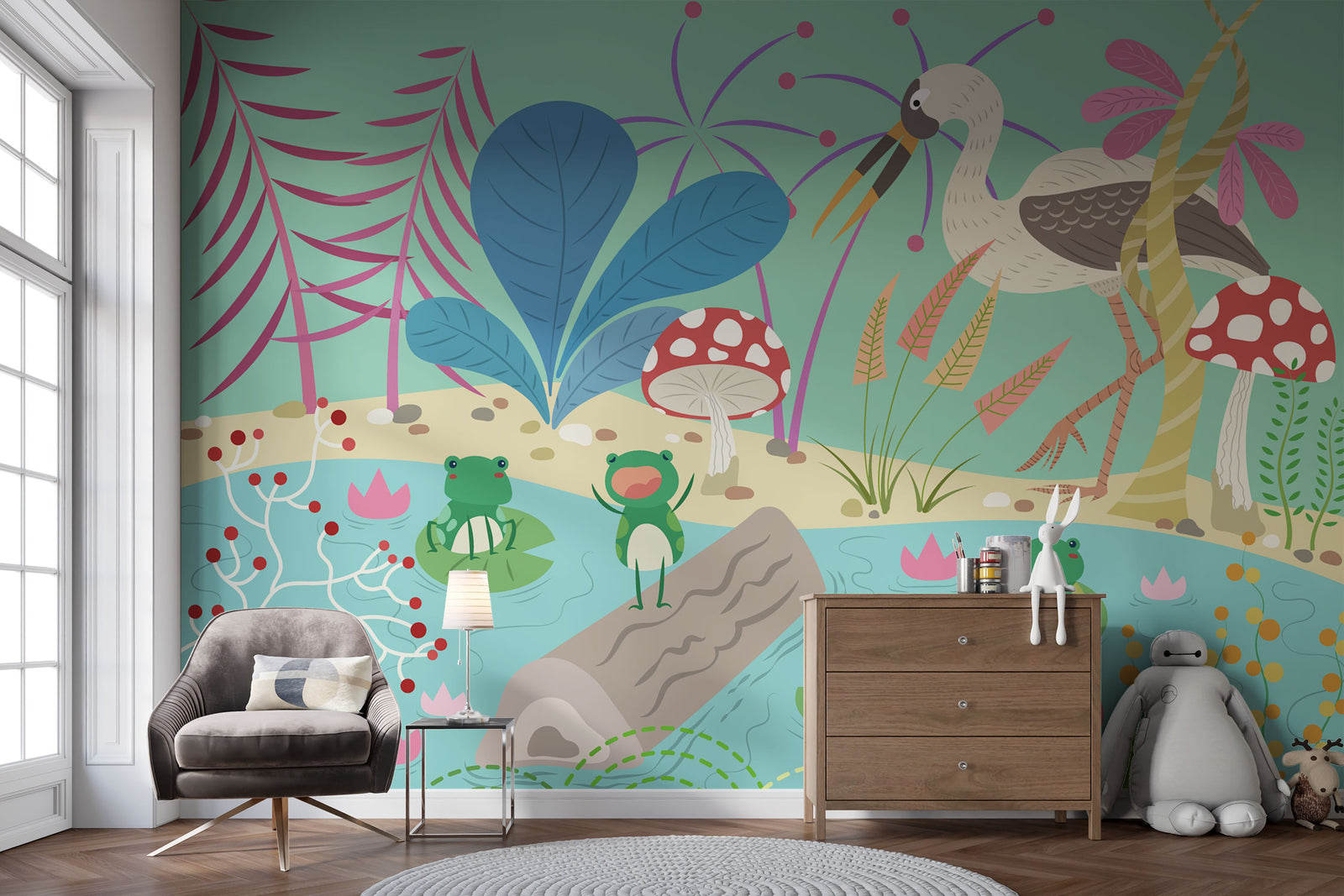 Fairy tale pond wall mural