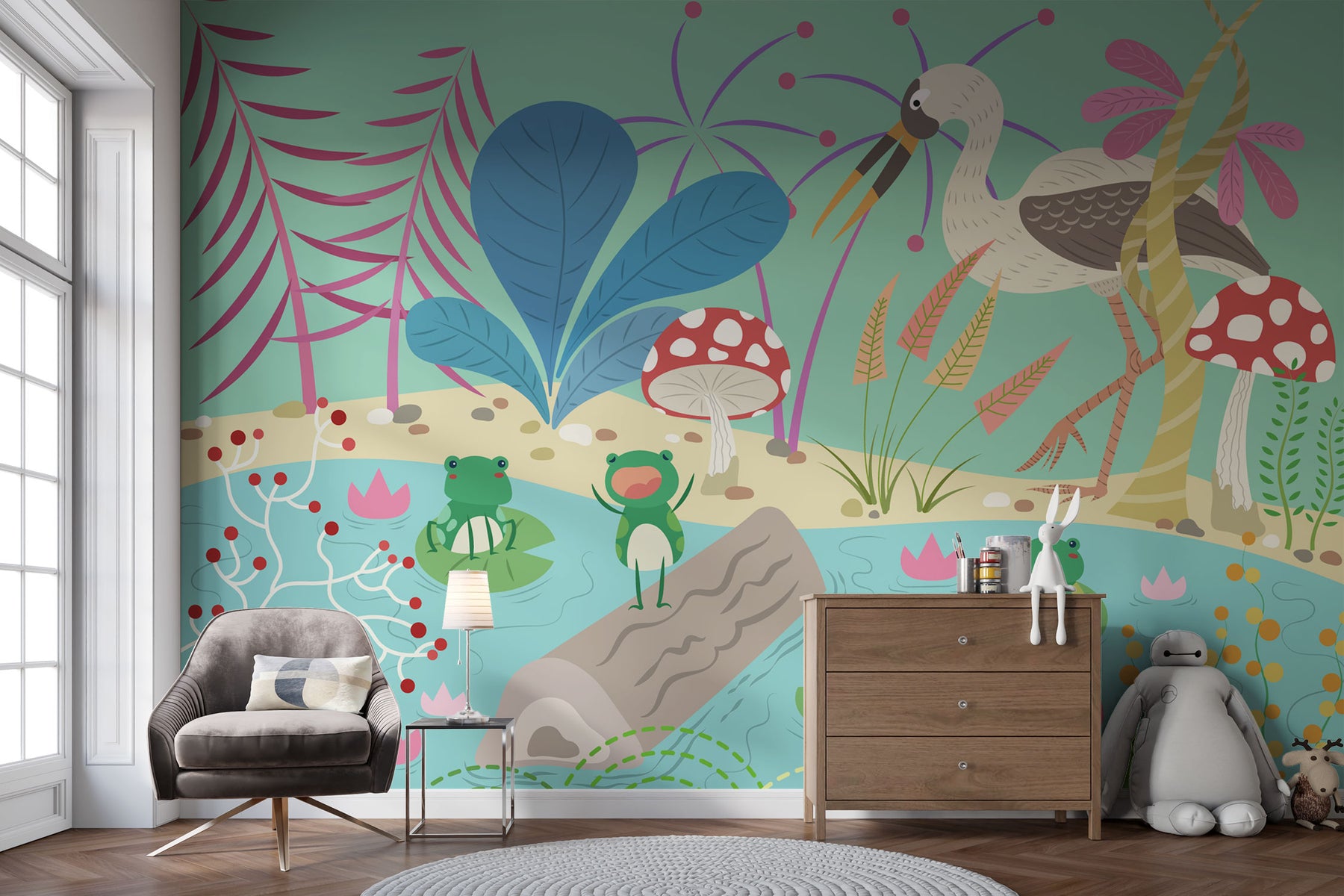Fairy tale pond wall mural