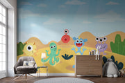 Cartoon monsters wall mural