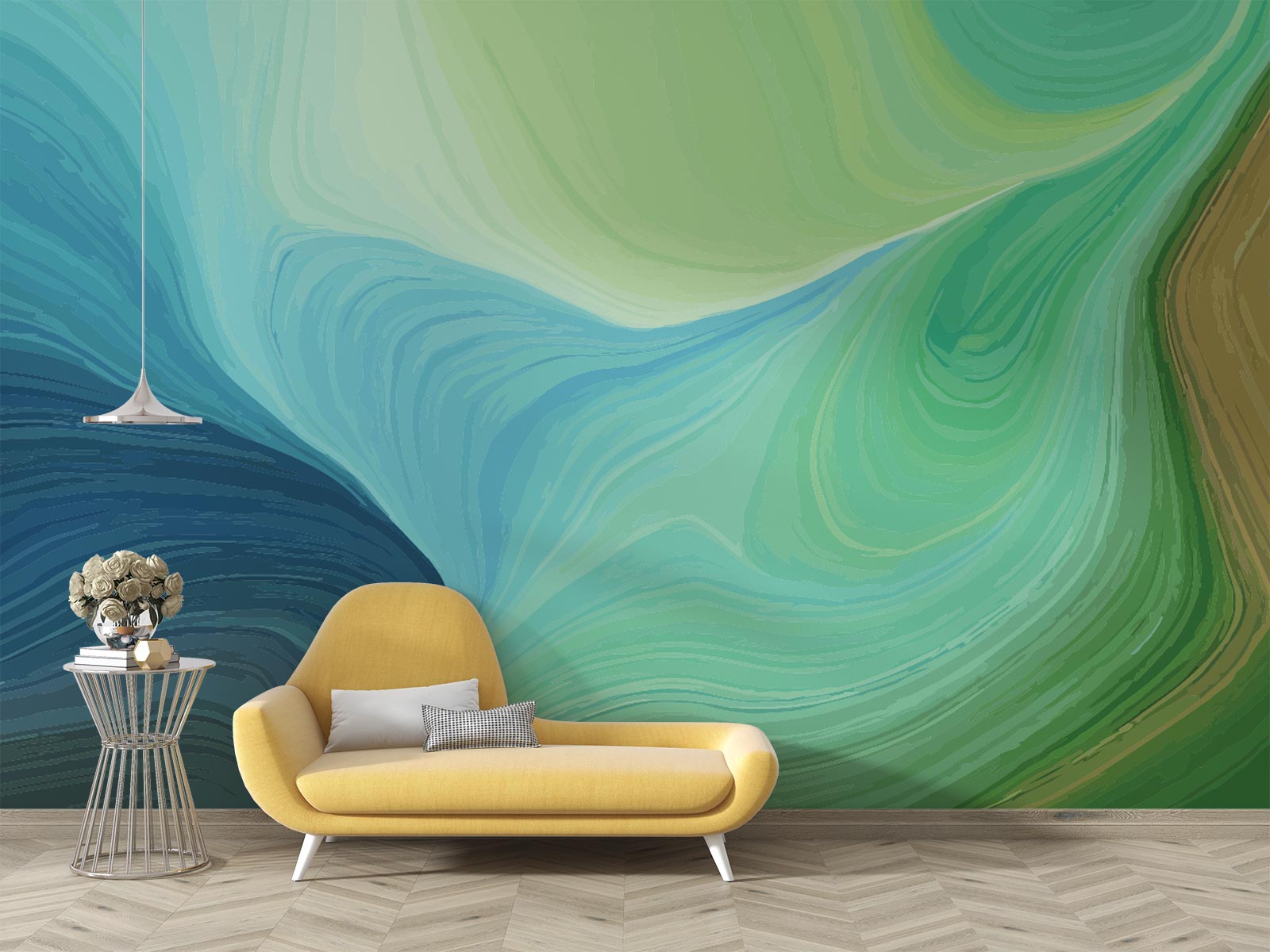 Green And Blue Wallpaper Mural image 0