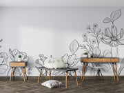 Wildflowers Line Art  Wall Mural image 0