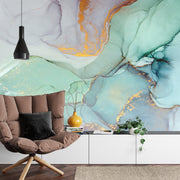 Coloured ornamental marble wall mural image 2