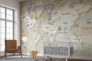 Vintage world map wall mural
