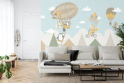 Cartoon animals flying wall mural image 2