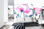 Watercolour poppies wall mural image 3