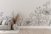 Wildflowers Line Art  Wall Mural image 2