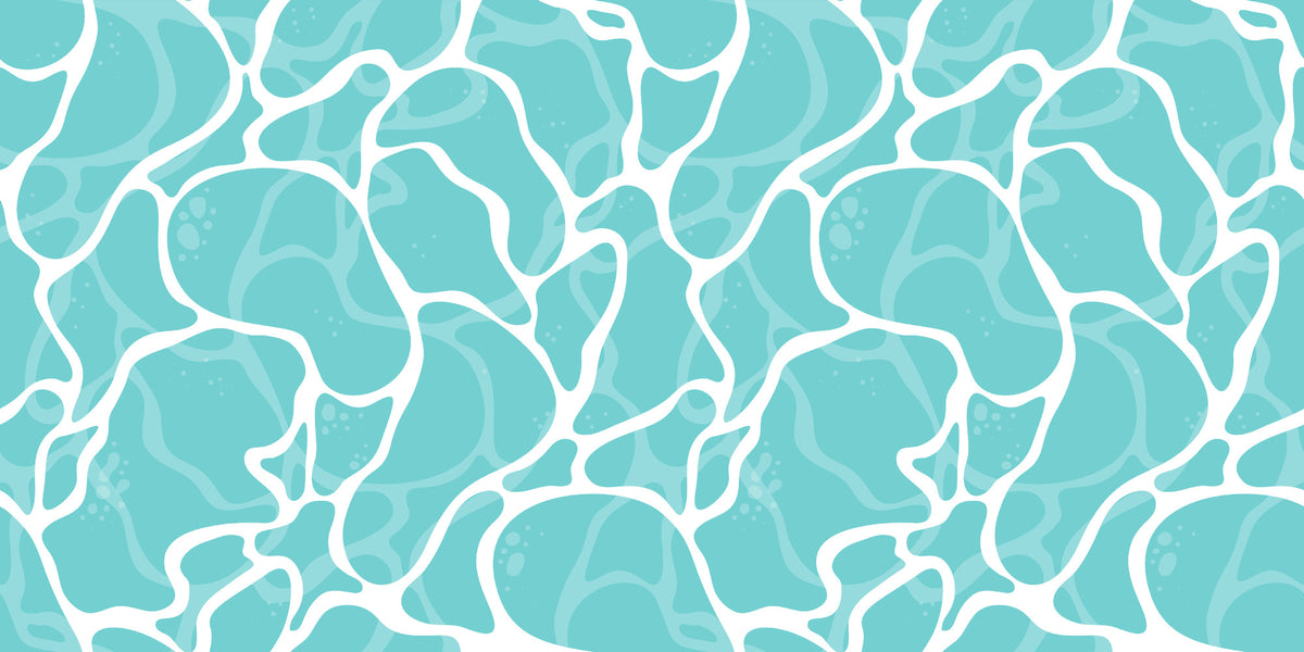 Modern pool water pattern wall mural with aqua-blue and white ripple design.