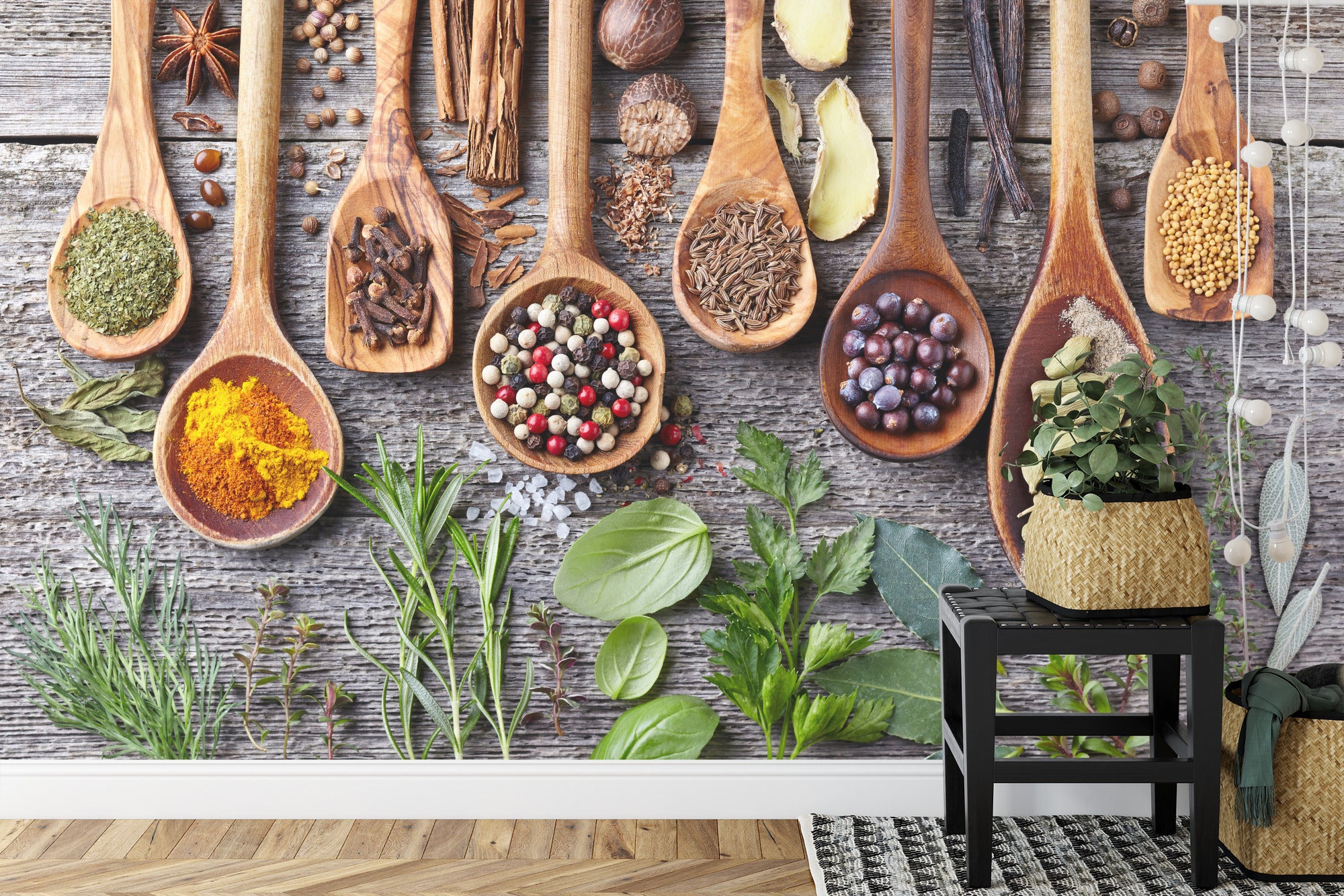 Herbs and spices wall mural image 0